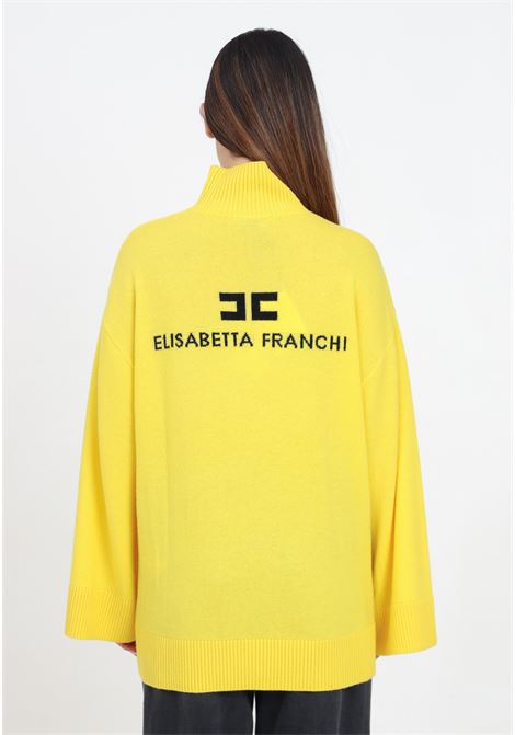 Maglione a collo alto giallo da donna con logo ELISABETTA FRANCHI | MK65S46E2CI9